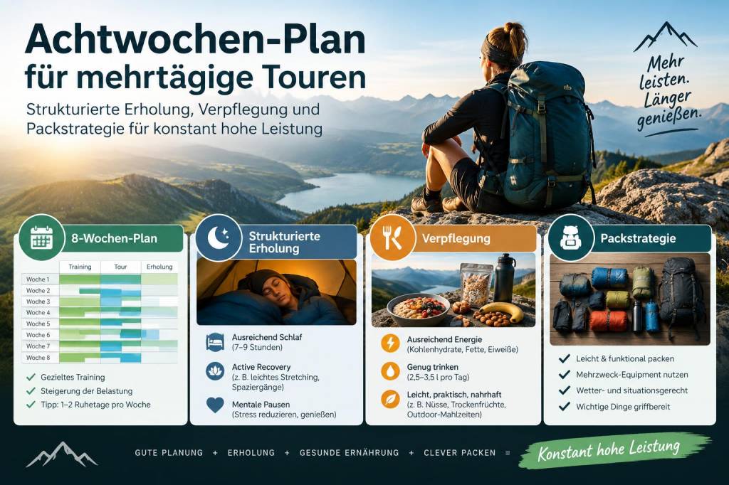 Achtwochen‑plan für mehrtägige touren: strukturierte erholung, verpflegung und packstrategie für konstant hohe leistung
